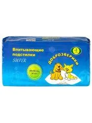 Доброзверики подстилки для животных "Super" с рисунком 60х60, 30 шт.