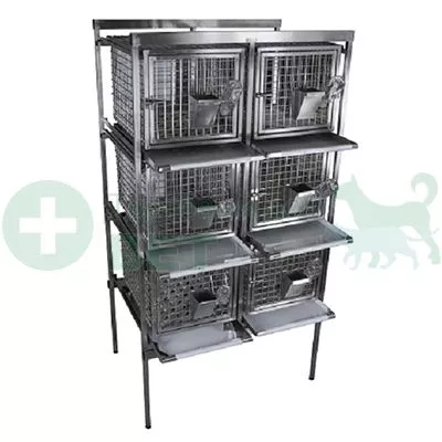 ТД ВЕТ Стеллаж с клетками для лабораторных кроликов 940х650х1720h на ножках