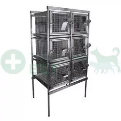 ТД ВЕТ Стеллаж с клетками для лабораторных кроликов 940х650х1720h(1880) на колесах