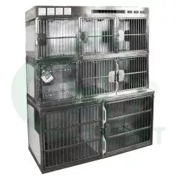 ТД ВЕТ Модуль из 7 клеток нерж.стали с ИК подогревом и освещ. 1540х600(480)х1980h с колесами