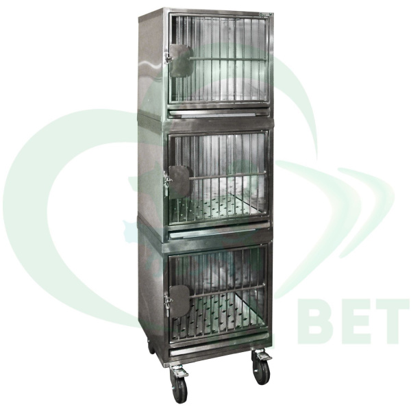 ТД ВЕТ Модуль из 3 клеток из нержавеющей стали 500х500х1570(1730)с колёсами