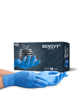 BENOVY Nitrile MultiColor BS, перчатки нитриловые, ПОВЫШЕННОЙ ПРОЧНОСТИ (4,5 гр), ГОЛУБЫЕ, XS, 50 пар/уп