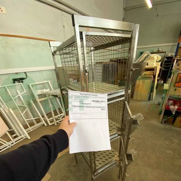 ТД ВЕТ Стеллаж с клетками для лабораторных кроликов 650х480х1720h на ножках