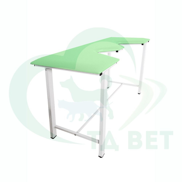 ТД ВЕТ Стол ветеринарный СВУ-5 для УЗИ, 1320x720x900, каркас белый, зеленая обивка