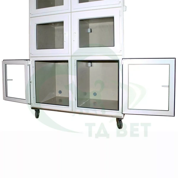 ТД ВЕТ Модуль клеток из полипропилена для инфекционного стационара, 3х ярусный из 6 клеток 2/2/2, 1400х800х2000(2140)h